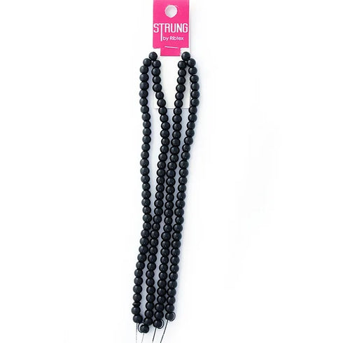 6mm Round Glass Strung Beads (available in 7 colours)